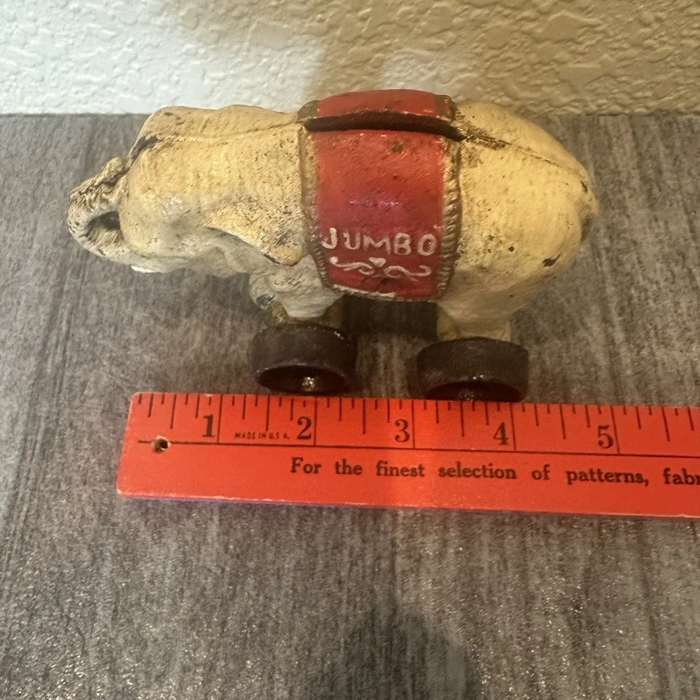 1950s Vintage Jumbo the Elephant Cast Iron Bank--  Rolling Circus Decor